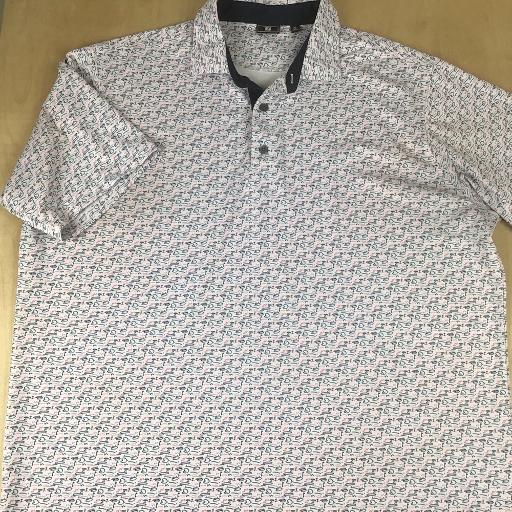 Footjoy Mens XL Performance Golf Polo Shirt Greens and Holes